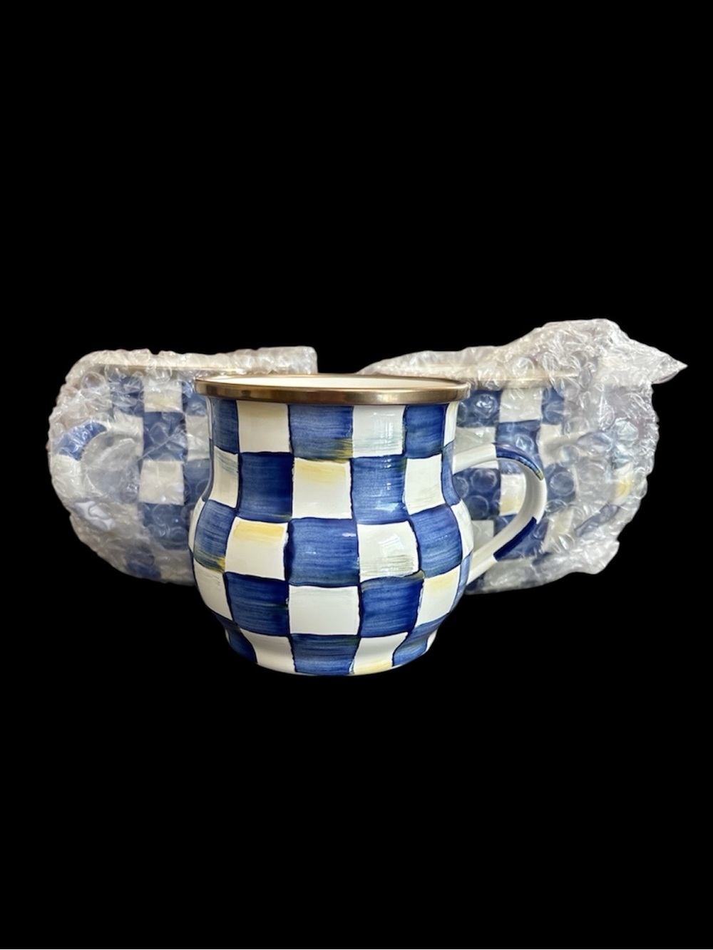 MacKenzie-Childs Blue and White Royal Check Mugs (set of 3)